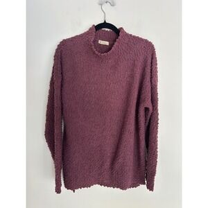Willow Womens Popcorn Knit‎ Mock Neck Sweater Plum Purple Size Large Long Sleeve